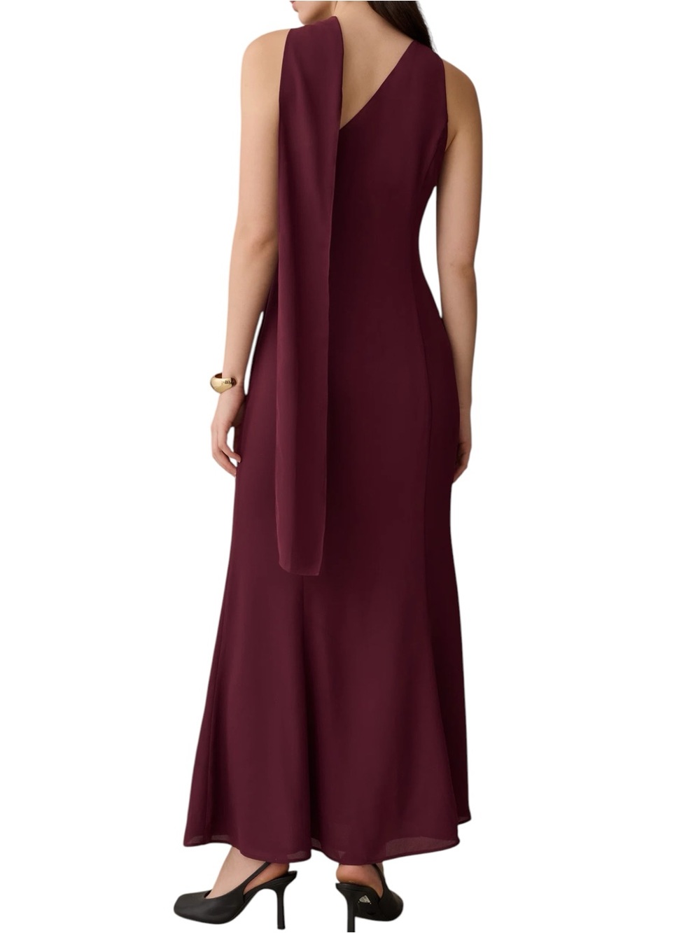 Few Moda o.p.t. Citara Dress Sleeveless One-Shoulder Burgundy Evening Gown NWT